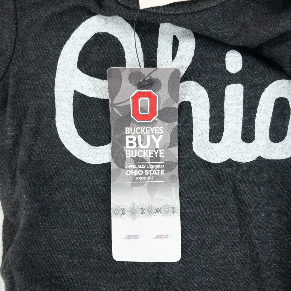 Homage Ohio State One Piece Kids 0-3M Charcoal Grey Short Sleeve Snap Buckeye